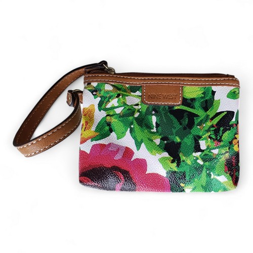 Nine West Multicolor Floral Print Coated Canvas Large Tote Bag & Wristlet - Picture 14 of 15