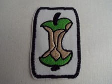Green Apple Core Embroidered Iron On Patch.