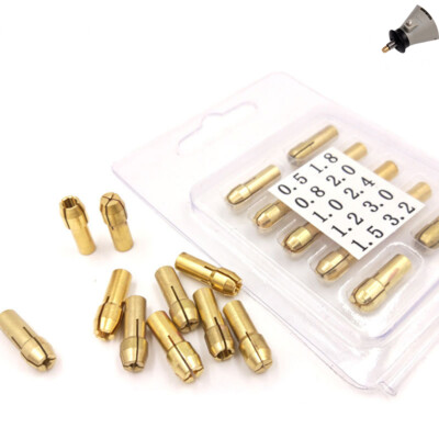 10x Brass Drill Chucks Collet Bit 0.5-3.2mm 4.8mm Shank Fits Dremel Rotary Tool