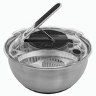 5five Simply Smart Salatschleuder mit Hebel, Edelstahl, Kunststoff Silbern 3.5 L