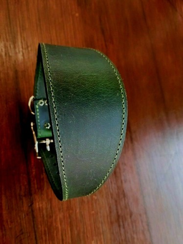 GREYHOUND/LURCHER WAXED LEATHER VERY DARK GREEN COLLAR ADJUST 13" - 17"~~ - 第 1/4 張圖片