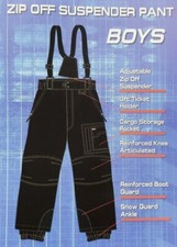 32 DEGREES WEATHERPROOF SMALL 7/8 BLACK SNOW SKI PANTS ZIP OFF SUSPENDERS