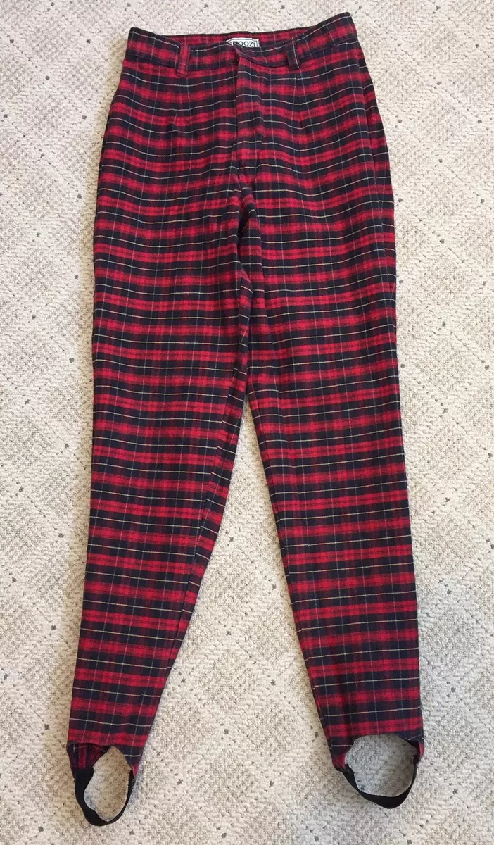 Vtg Skoozi Girls Red Plaid Stirrup Pants Sz 5 24” waist 80s 90s Retro