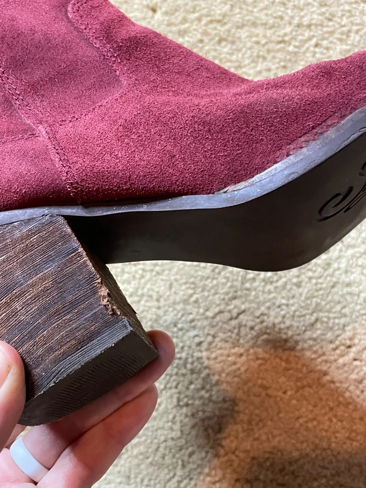 Seychelles Rojo Gamuza Cuero Tacón Vaquero Western Cremallera Botas Botines al Tobillo 8 Foto 4 de 4