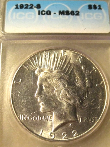 1922-S PEACE SILVER DOLLAR MS62 ICG "MIRROR FINISH"
