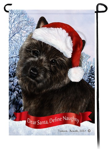 Dear Santa, Define Naughty Garden Flag - Brindle Cairn Terrier 031A