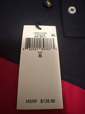 NWT Men's Polo Ralph Lauren Small -Classic Fit /Navy Red White