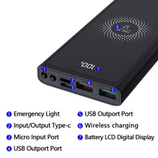USB Wireless Power Bank Backup Fast Portable Charger External Battery 9000000mAh
