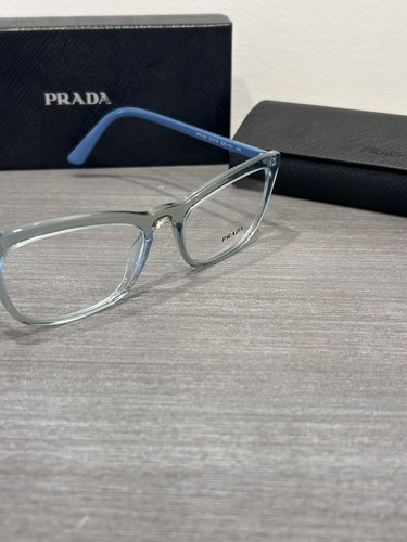 Prada VPR 10V 325-1O1 54mm Clear Blue Cat Womens Eyeglasses Frames Italy - Picture 3 of 6