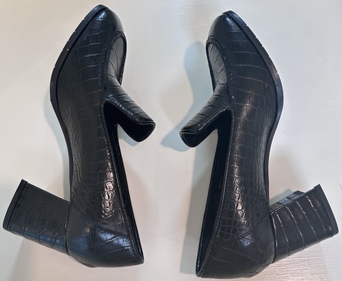 Aquatalia 7,5 Michelle mocassino décolleté in pelle di coccodrillo resistenti all'acqua nero ret $395 - Foto 9 di 12