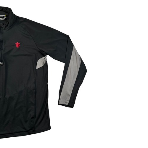 Under armour Shirt Men's L/S 1/4 Zip INDIANA HOOSIERS NCAA Pullover Black Gray L - Picture 4 of 11