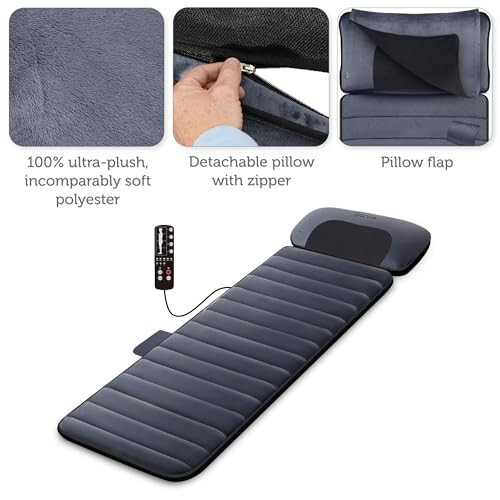 Full Body Massage Mat with Movable Neck Pillow, 10 Vibrating Motors & 4 Heating - Picture 7 of 9