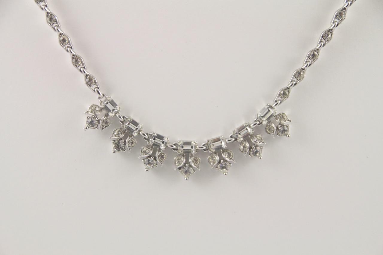 Vintage Bogoff Art Deco Glass Crystal Necklace an… - image 3