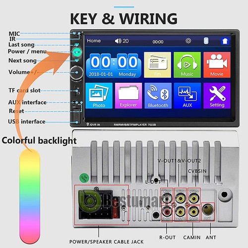7" Android 10 Radio Estereo De Pantalla Para Coche Carro Doble Din Bluetooth GPS - Picture 12 of 23