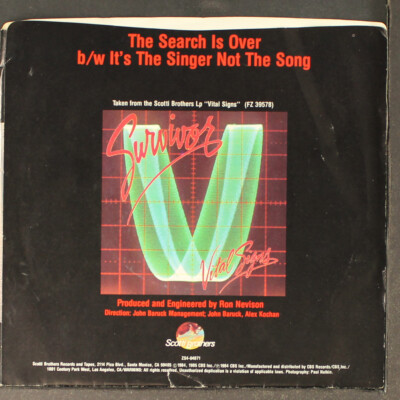 SURVIVOR: the search is over / it's the singer not the song SCOTTI