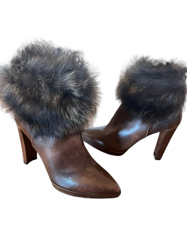 STUART WEITZMAN CUERO MARRÓN TOPOFIT PIEL NUTRIA PUÑO BOTÍN TACÓN 6 - Imagen 2 de 15