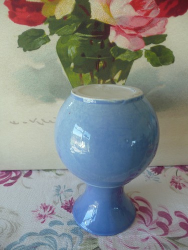 Vintage Alamo Art Pottery Vase~1940s Deco~Blue!~7.5" Urn Bottle Shape~#702 Texas - Picture 9 of 10