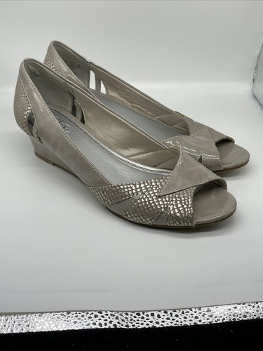 Life Stride Soft System Highlite Gray Slip on Wedge Sandals Size 9m - Picture 11 of 14