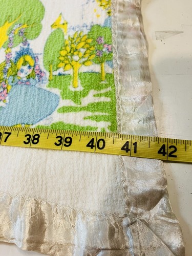 Princess Fairy Fleece Satin Trim Baby Blanket 41”X 36” Vintage - Picture 3 of 10