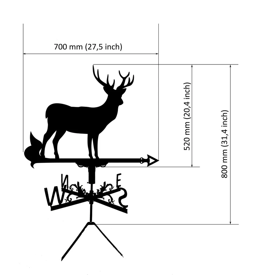 Deer Metal Weathervane, Weather Vane, home roof decor, Fawn - Image 3 of 4