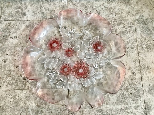 Walther Glas Mikasa Pink Rosella Crystal Glass Large 16" Round Platter - Picture 7 of 7