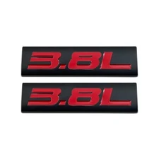 2Pcs Black&Red Metal 3.8L Engine Logo V6 V8 Emblem SUV Trunk Sticker for All Car