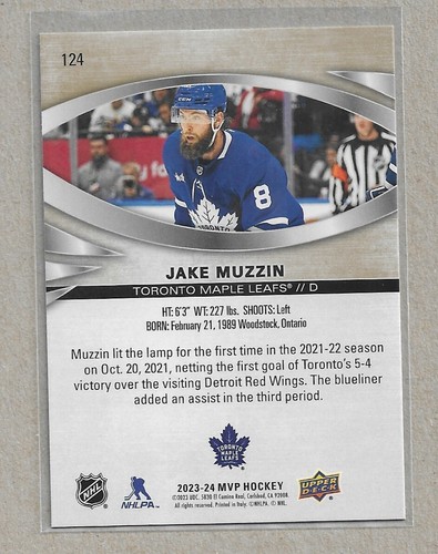 2023-24 MVP ""GOLDSKRIPT"" JAKE MUZZIN #124 NM-MT + AHORNBLÄTTER - Bild 2 von 2