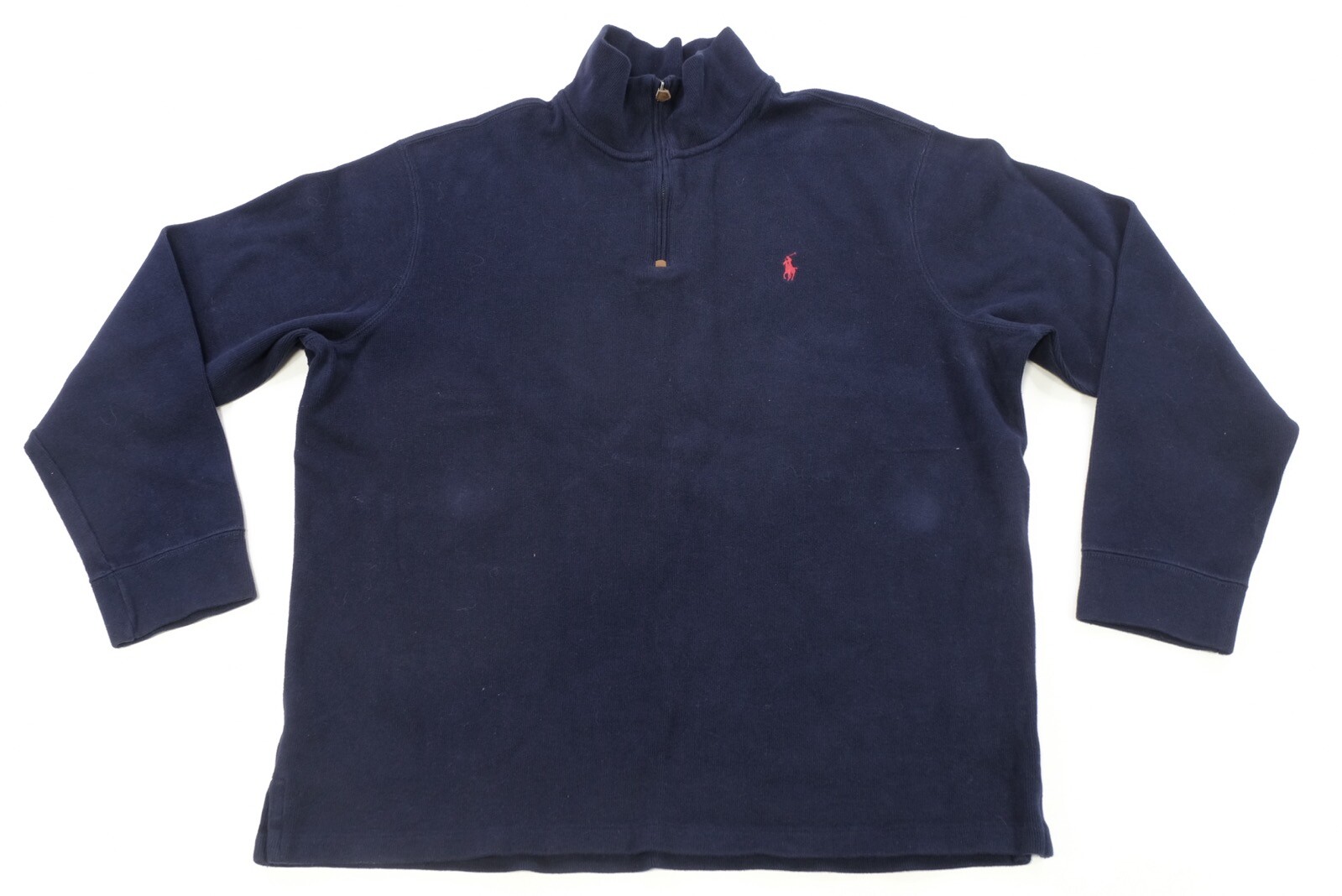 Raro maglione pullover vintage POLO RALPH LAUREN piccolo pony 1 4 zip anni 2000 blu taglia 2XL