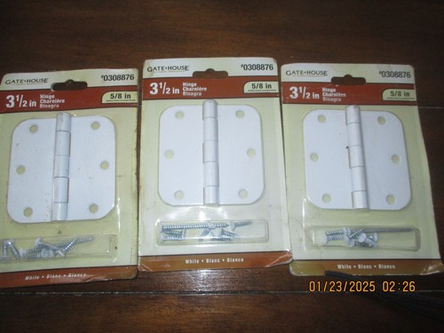 3 Gatehouse 3-1/2" White Interior Door Hinges - 5/8" radius - Picture 2 of 2