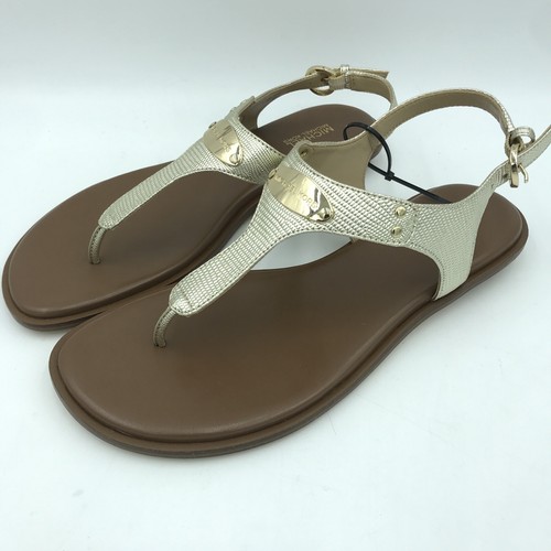 Michael Kors Women's MK Plate Thong Leather Sandal - Picture 14 of 47