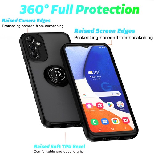 For Samsung Galaxy A14 5G Ring Case Magnetic Stand Clear Back +Tempered Glass - Picture 10 of 15