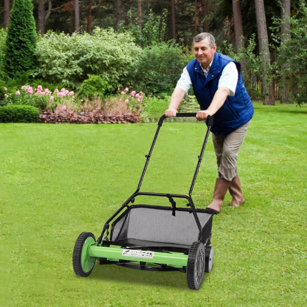 NEW Manual Hand Push Grass Cutter Lawn Mower Garden Lawnmower 20