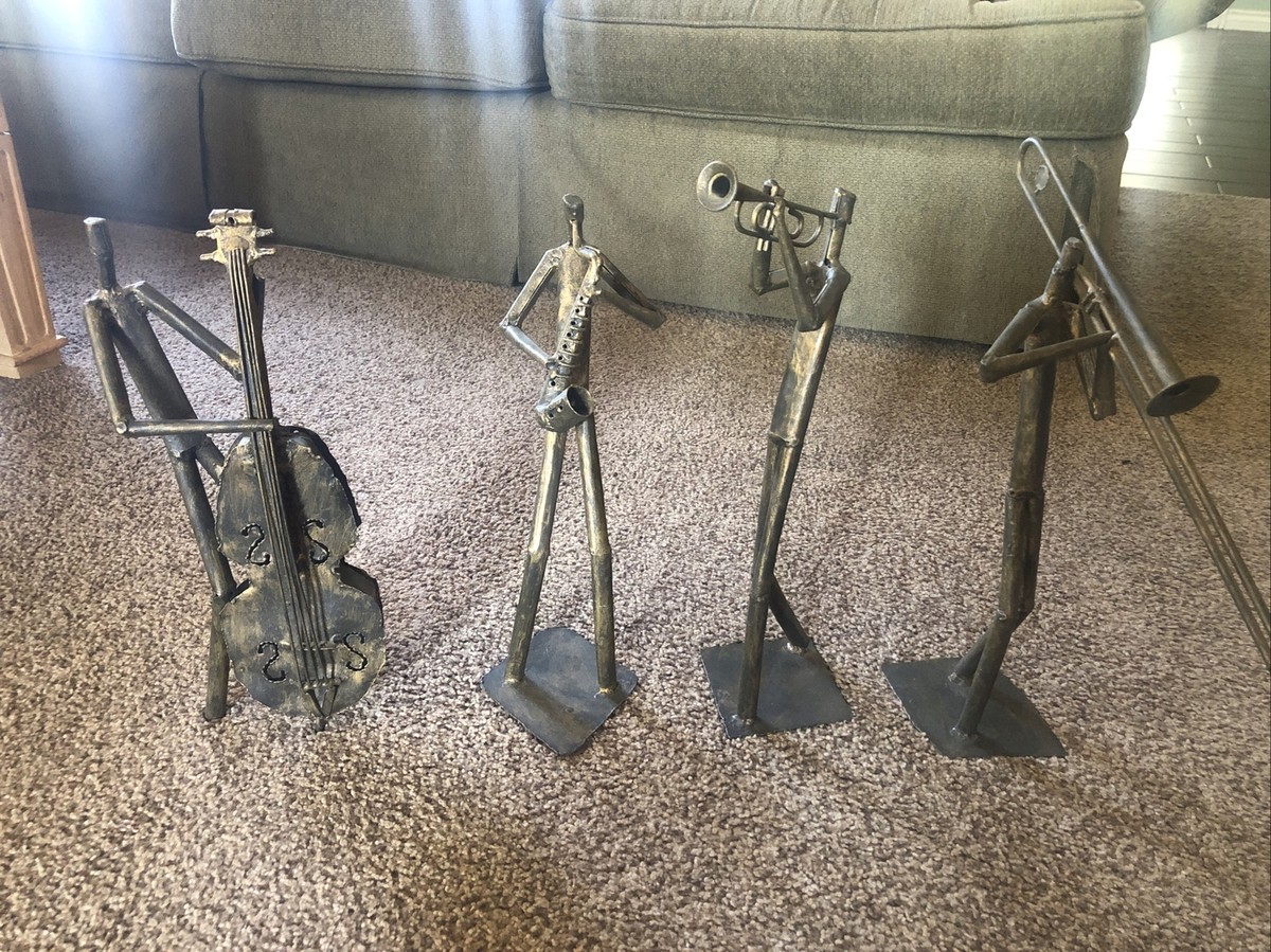 Vtg Z GALLERIE Z 4 Piece Sculpture Brass Musicians 17” Metal