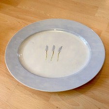 BHS Simplicity Large Oval Meat Serving Plate Cream Light Blue Bluebell Design