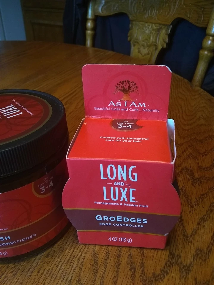 As I Am Long & Luxe Pom/Passion GroEdges 4 oz, growash 16 oz, acondicionador 12 oz x Foto 3 de 4
