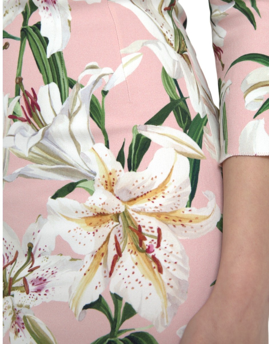 DOLCE & GABBANA Dress Pink Lily Viscose Sheath Stretch Midi