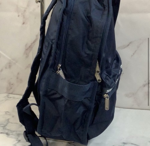 New NWT LeSportsac Route Backpack Fashion Blue Solid Navy Light Book bag - Picture 4 of 6