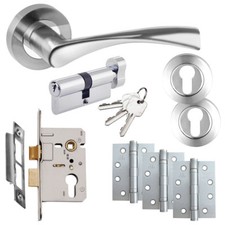Astrid Chrome Door Handle Set - Euro Lock - Multiple Occupancy Door Pack