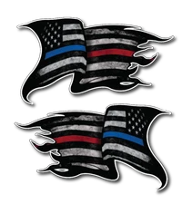 Thin Blue Red Line USA American Flag Subdued Police Officer Decal Sticker Car 3M