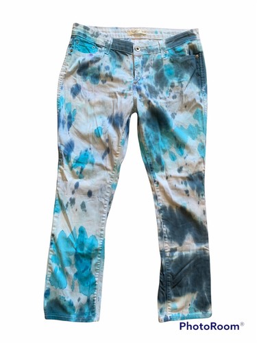 Mid-Rise Straight Jeans Blue Tie Dye 