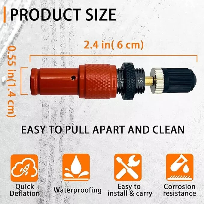 Haichy Adjustable Auto-Stop Tire Deflator Valve Kit,4 PCS with Storage Pouch