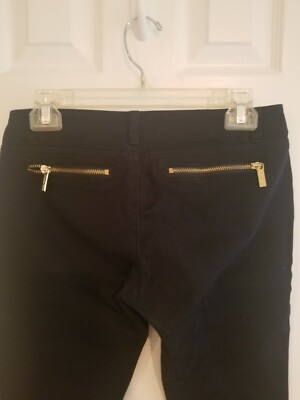 Michael Kors black jeans jeggings with gold zipper accents Size 2 GUC