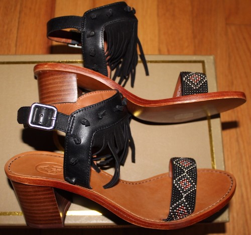 ASH WOMEN'S PATCHOULI BLACK FRINGE LEATHER HEEL SANDAL US 7M - Picture 5 of 6