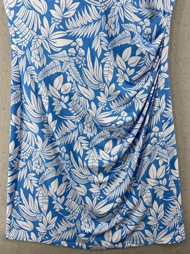 Vestido Brooks Brothers XL Azul Blanco Diseño Floral Sin Mangas Funda Lateral Acanalada - Imagen 2 de 12