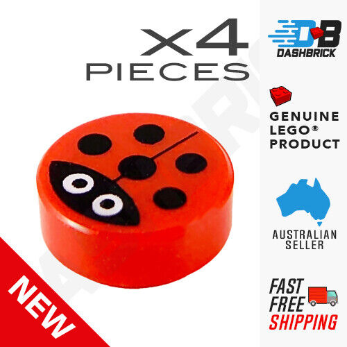 4 x Genuine LEGO® Ladybug, Red, Minifigure Animal (1 x 1 Round Printed Tile) NEW - Bild 1 von 5