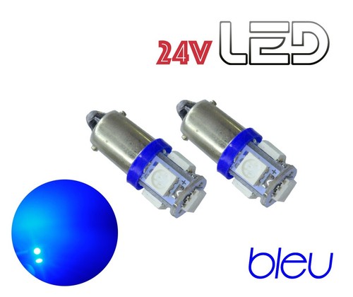 2 bulbs T4W Ba9s 5 LED 24V blue truck truck - Picture 1 of 2