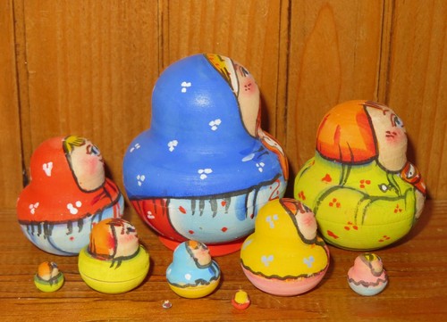 MINIATURE Matryoshka Russian nesting dolls 10 Ginger Cat Russian tiny signed ART - Picture 2 of 12