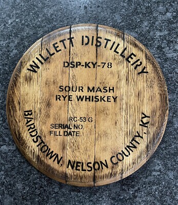 Bar Decor (WILLETT Distillery) Authentic Kentucky Bourbon Barrel Lid Reclaimed