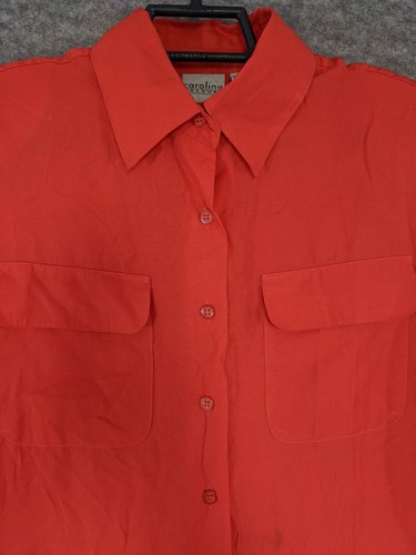  Carolina Colours Top Womens Small Red Button-Up Short Sleeve Shoulder Pads Vtg - Picture 4 of 12