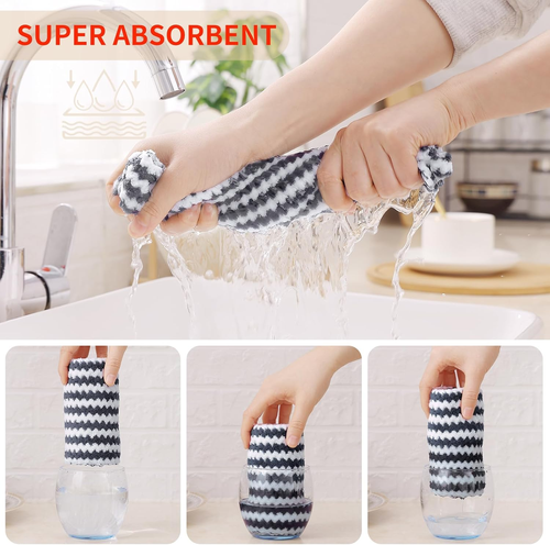 24 Pack Kitchen Dish Cloths, Ultra Soft and Absorbent Dish Towels, Reusable Fast - Picture 4 of 10